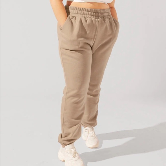 POPFLEX Pants - Popflex Active Cloud Rollover Sweatpant - Milk Tea